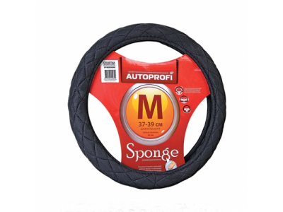 Оплётка руля спонжевая, стеганая (черный) (М)
