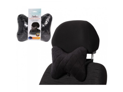 Подушка-косточка на подгол."Алькантара", ткань, 1 шт., черная