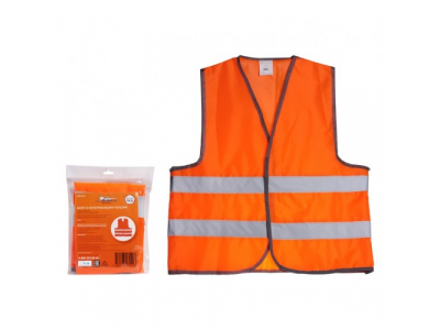 Жилет со светоотражающими полосами, взрослый, р. XL (65х65 см), оранжевый