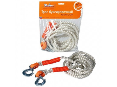 Трос буксировочный канат AIRLANE 5т, 4,5м, 2крюка
