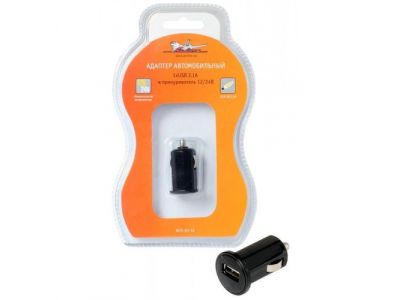 Адаптер автомобильный 1хUSB 2.1А в прикуриватель 12/24В AIRLINE